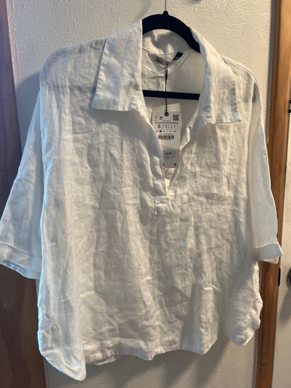 NWT ZARA WHITE LINEN CROPPED SHIRT - Picture 9 of 9
